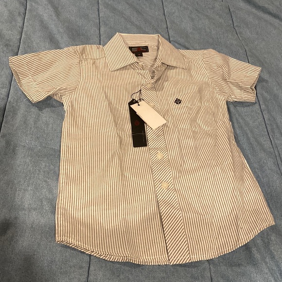 New NWT Swiss cross boys 4 short sleeve striped button down shirt - Picture 1 of 2